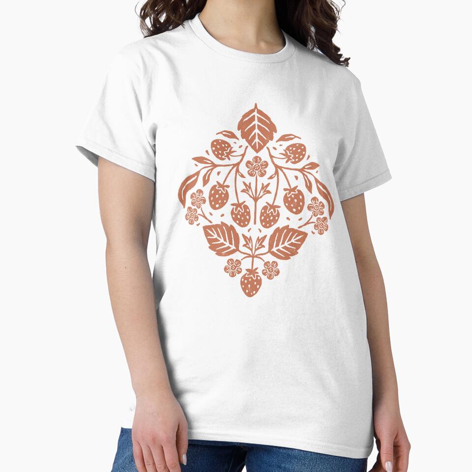 Block Print Strawberry Garden by ohjessmarie