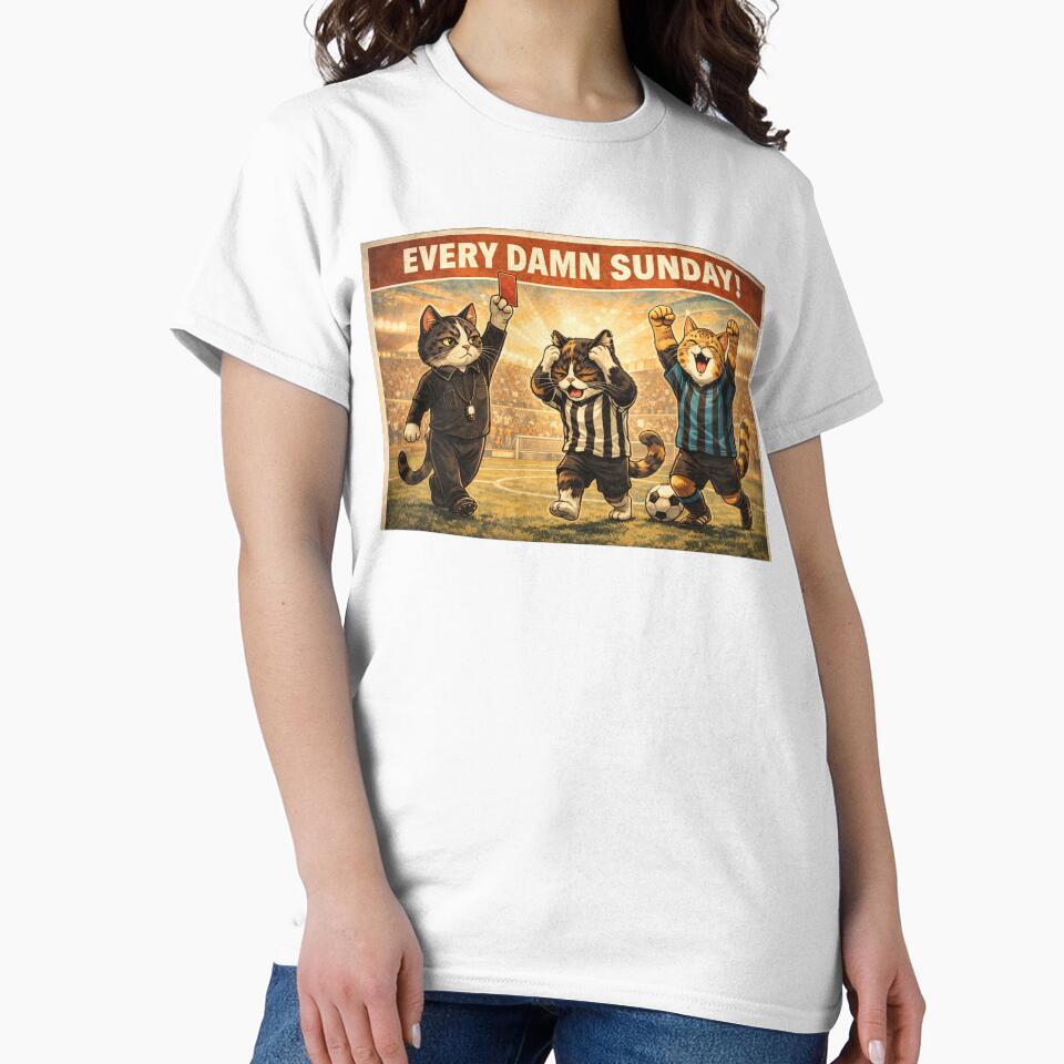 Every Damn Sunday – Retro Football Cats Drama by MeowMoodArt