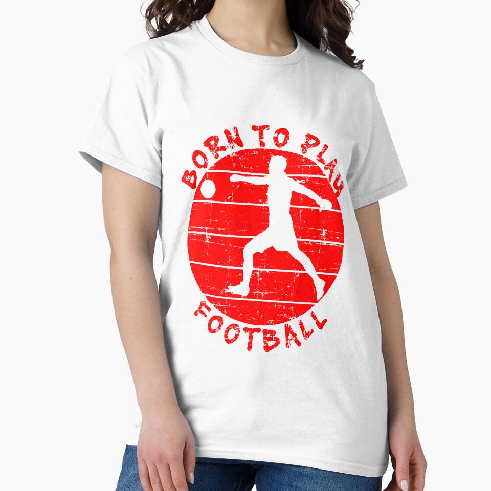 Retro Born To Play Football Distressed Effect Red Color by vineeth
