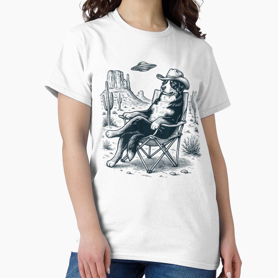 Vintage Bernese Mountain Dog Cowboy UFO Western Alien Dog Lover by DoodleTortle