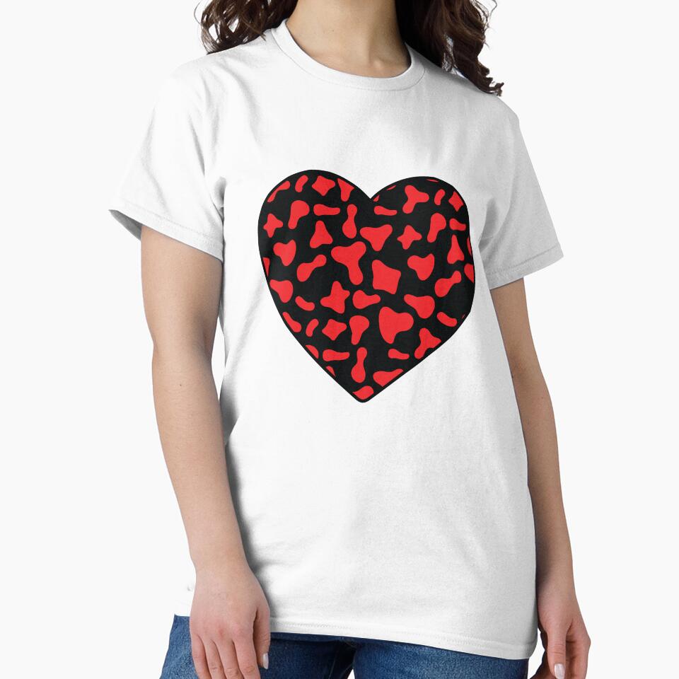 Red Cow Pattern on Black Cowhide | Black Cow Skin Heart by Cow-Print-Stuff