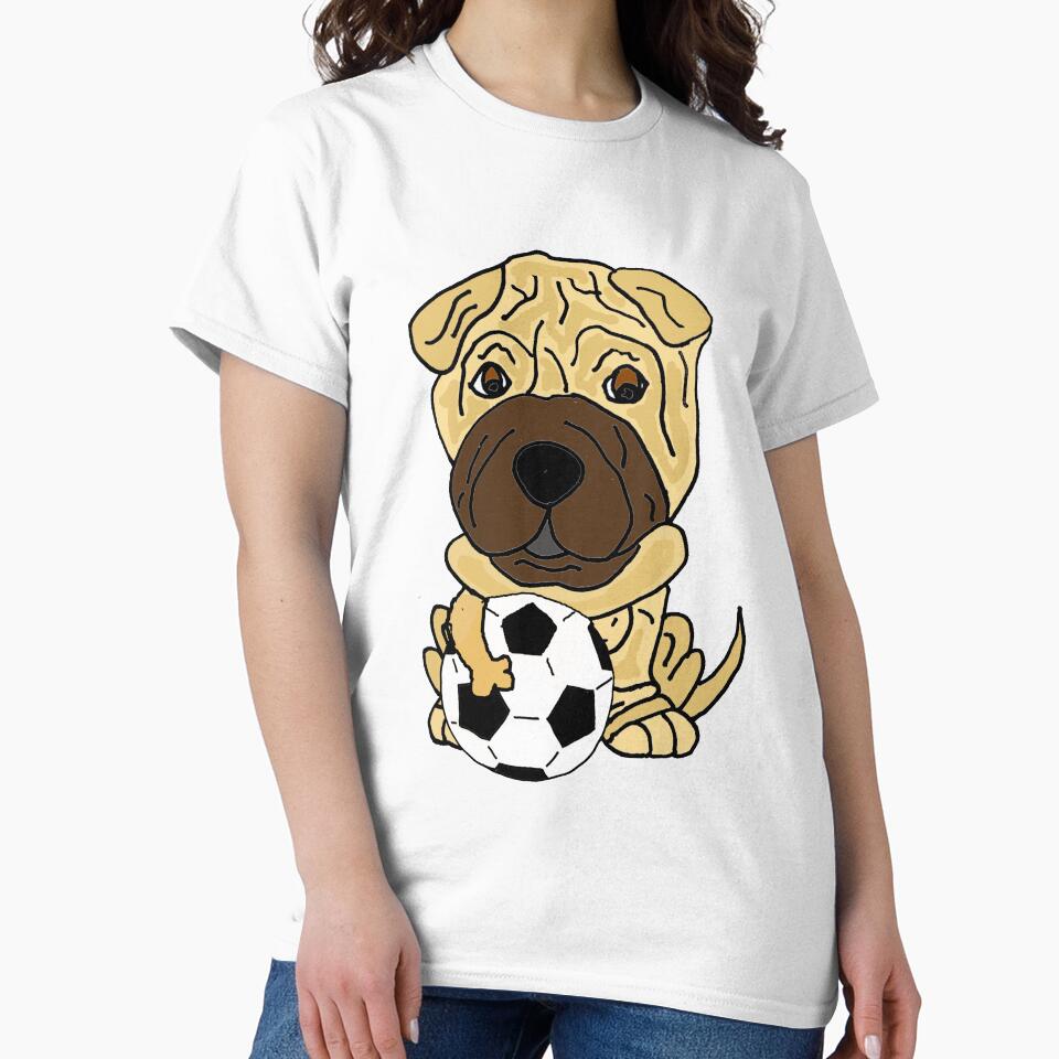 Funny Shar Pei Puppy Dog Playing Soccer by Nature's Fancy