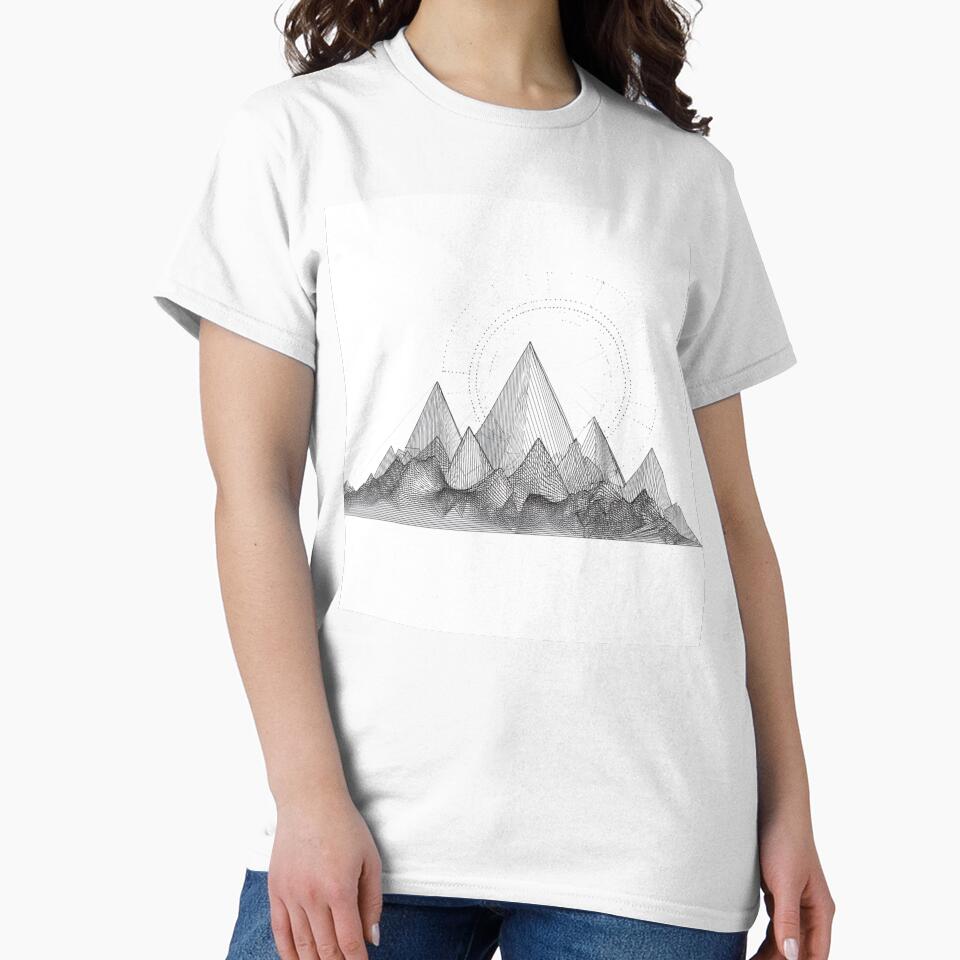 Geometric Mountain Sacred Circles | Minimalist Line Art by TypoArtPrints