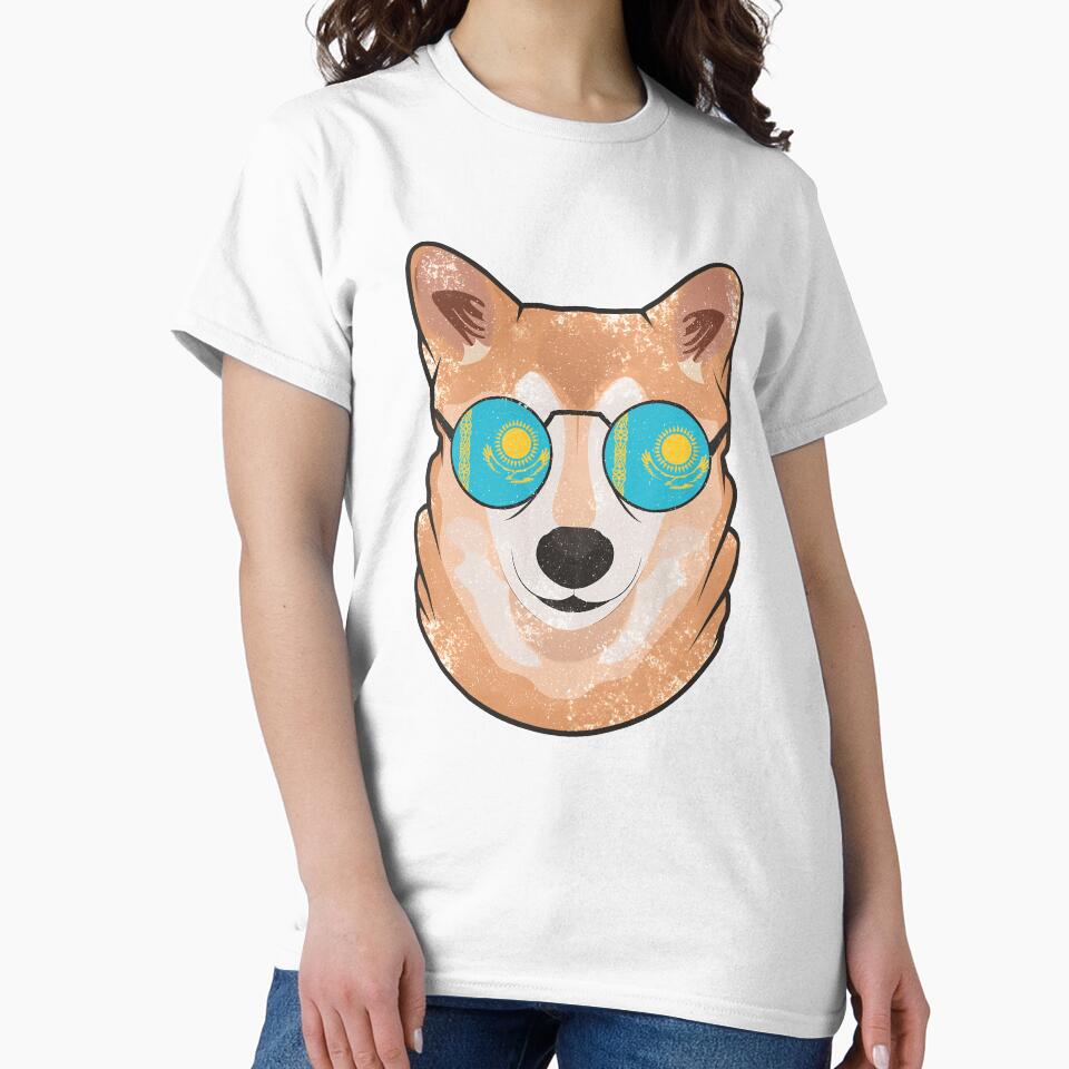 Vintage Patriotic Shiba Inu Kazakhstani Flag by feether-store