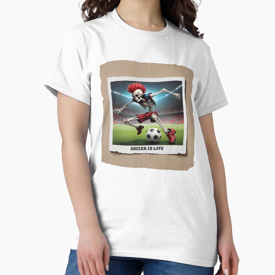 Skeleton with Red Mohawk Playing Soccer - Soccer is Life by creativaimages