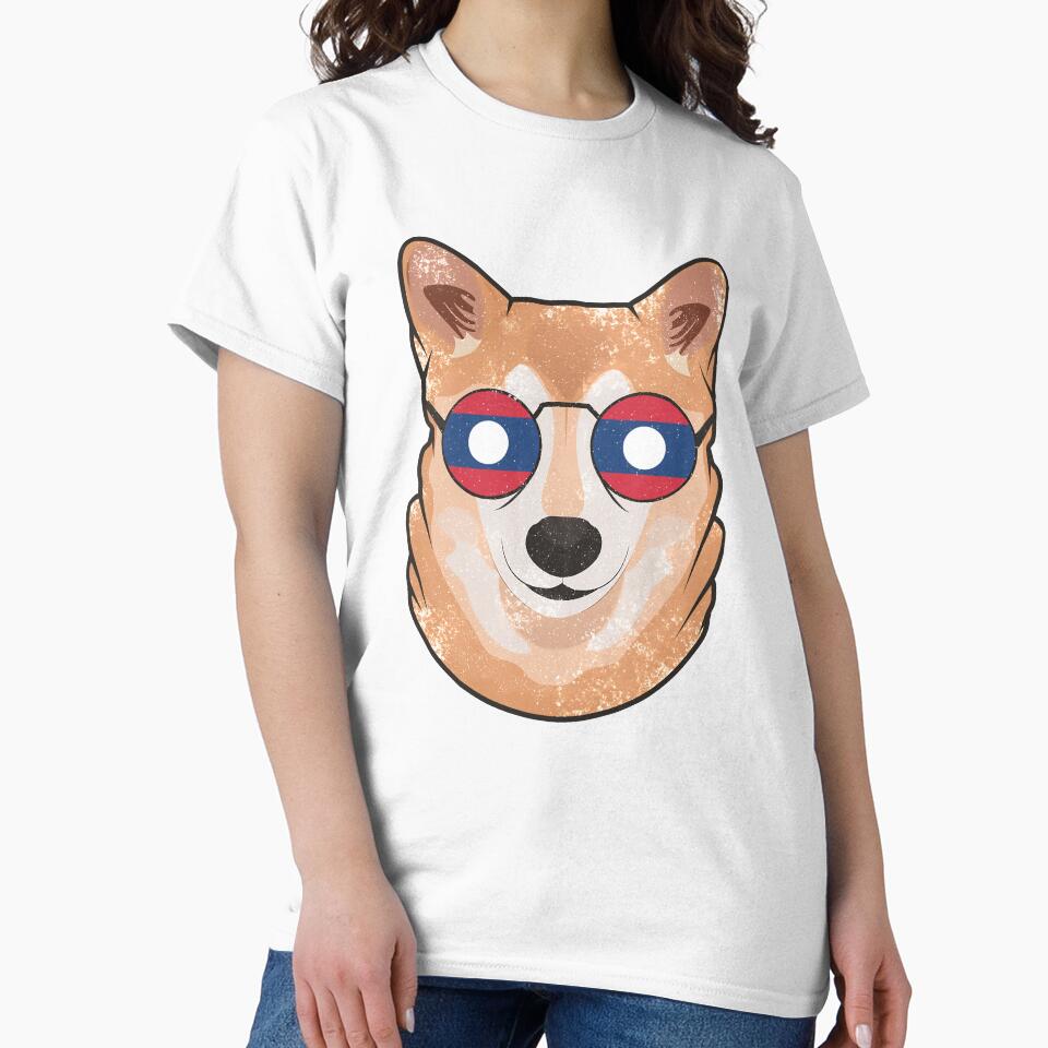Vintage Patriotic Shiba Inu Lao Flag by feether-store