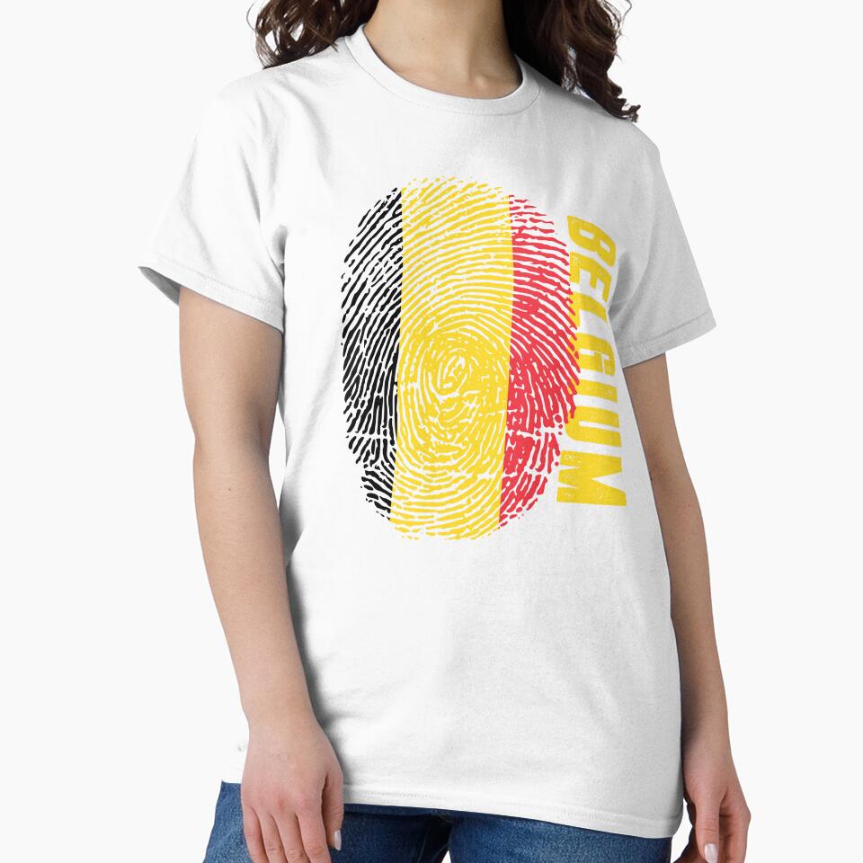 Belgium Flag Fingerprint DNA Belgian by PartyShirts1