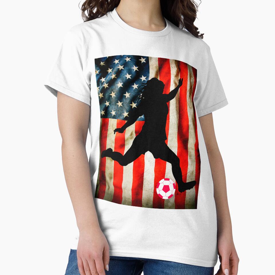 Female soccer and american flag by erozzz