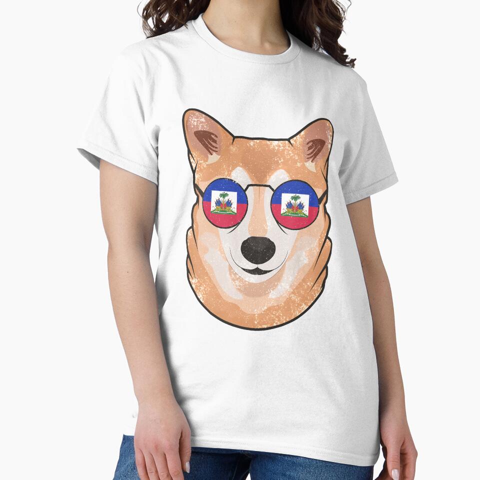 Vintage Patriotic Shiba Inu Haitian Flag by feether-store