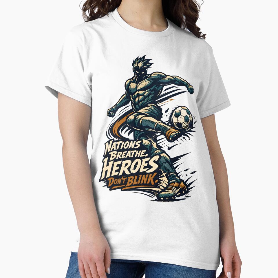 Nations Breathe Heroes Don't Blink Soccer Athlete Art - Motivational Football Player Graphic for Sports Fans - Intense Dynamic Soccer Kick Illustration for 2026 World Cup Spirit by Vivaan Studio by Vivaan Studio