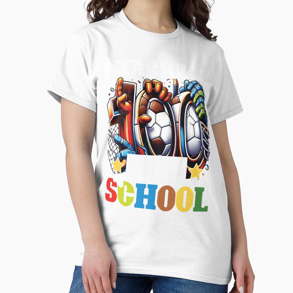 Sports Theme School Achievement Tee I Tackled 100 Days of School by EidosEmporiium