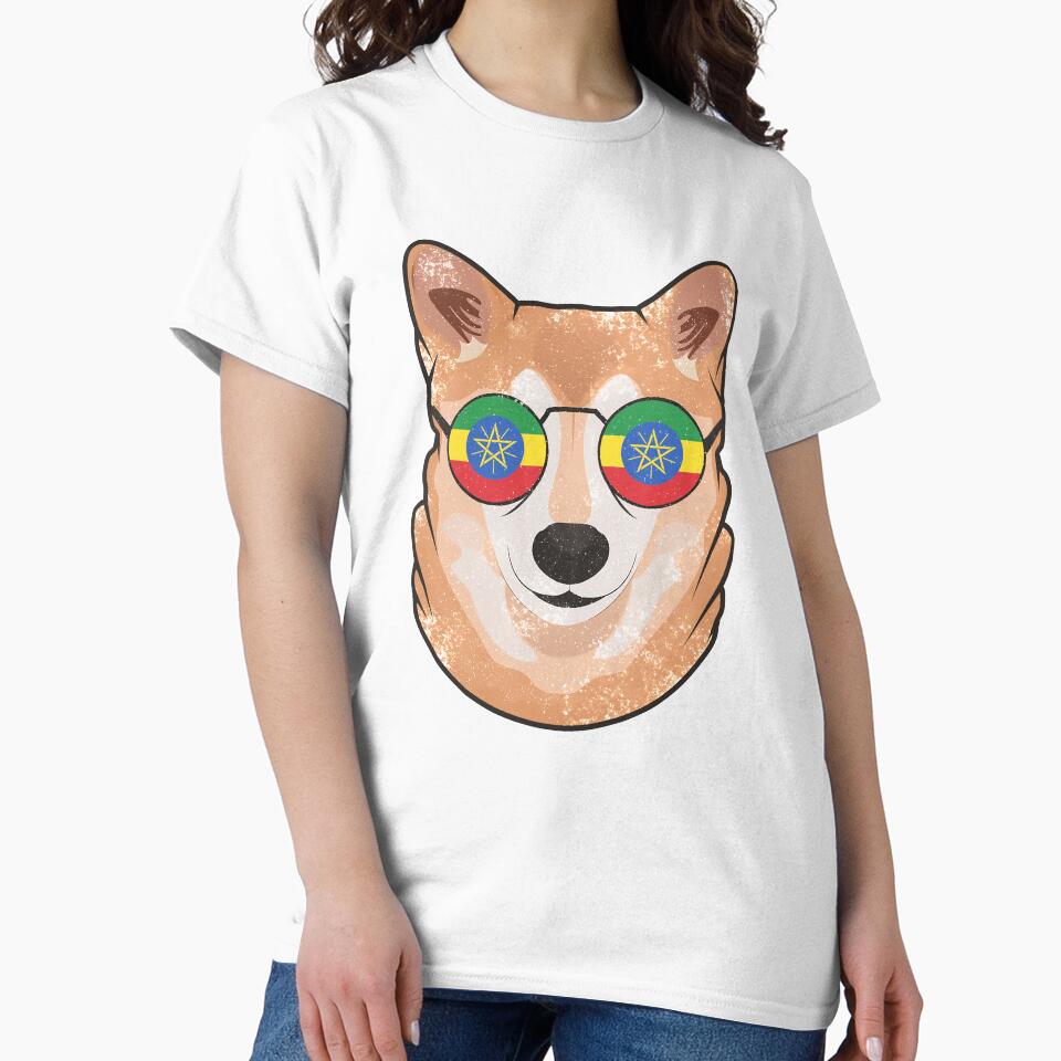 Vintage Patriotic Shiba Inu Ethiopian Flag by feether-store
