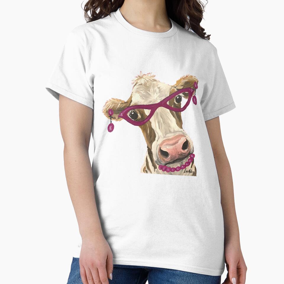 Cute Cow with Glasses and Earrings by leekellerart
