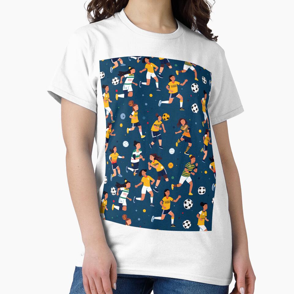 Brazil Women’s Soccer Stars - Blue Sports Pattern by edstorebeaches