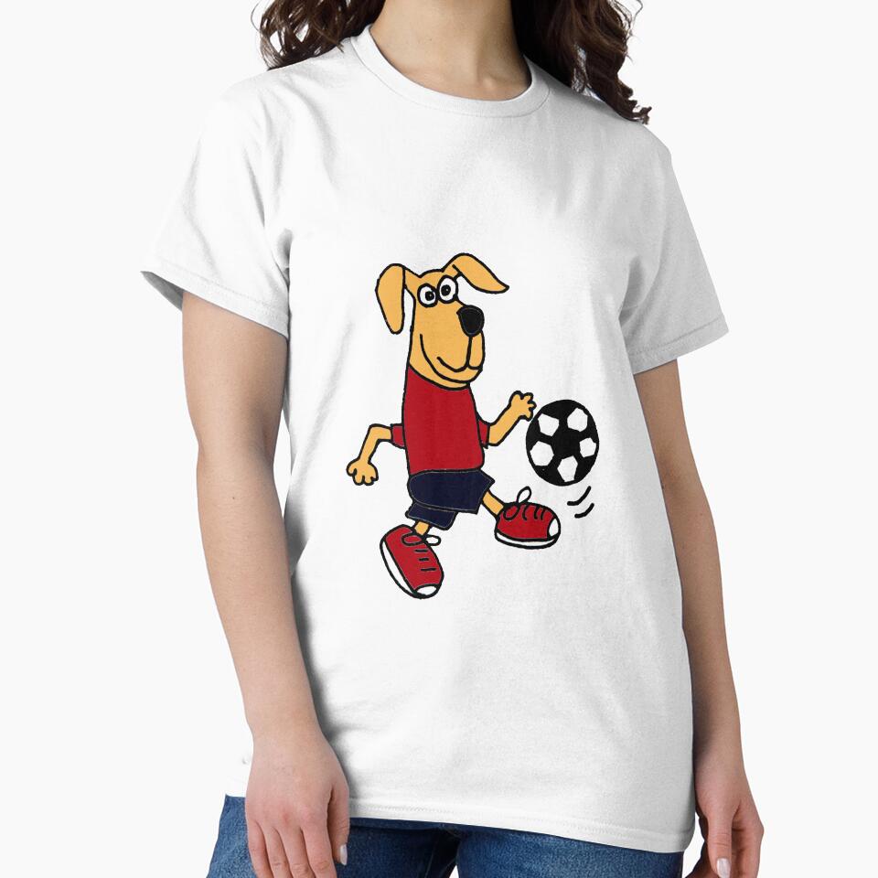 Funky Brown Dog Playing Soccer by Nature's Fancy