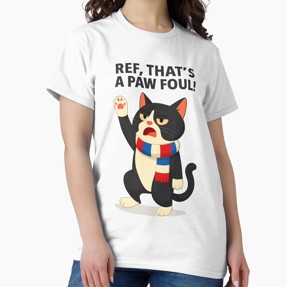 Ref, That's a Paw Foul! — Funny Tuxedo Cat Football Design blue by catastrocat
