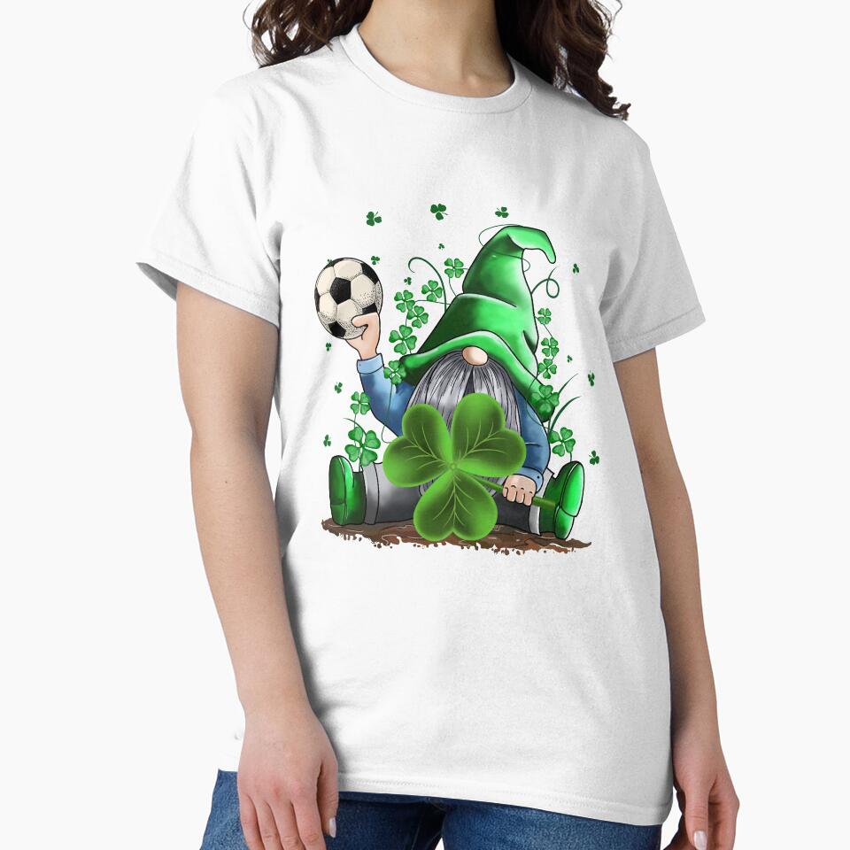Family Matching Lucky Soccer Gnome Shamrock Graphic St Patrick's Day Shirts by tuanitus