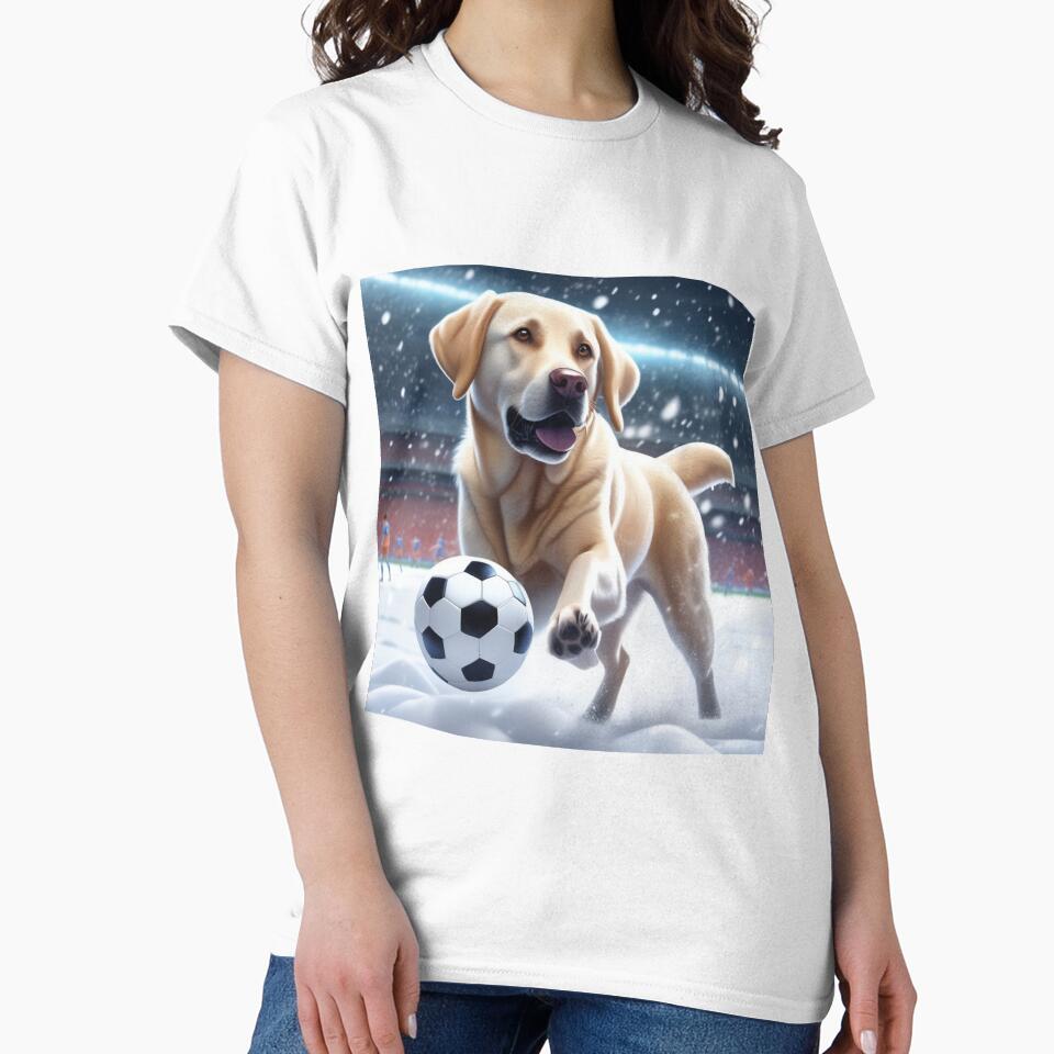 A Labrador Dog Playing Soccer/Football In The Snow by MusicalArtisty