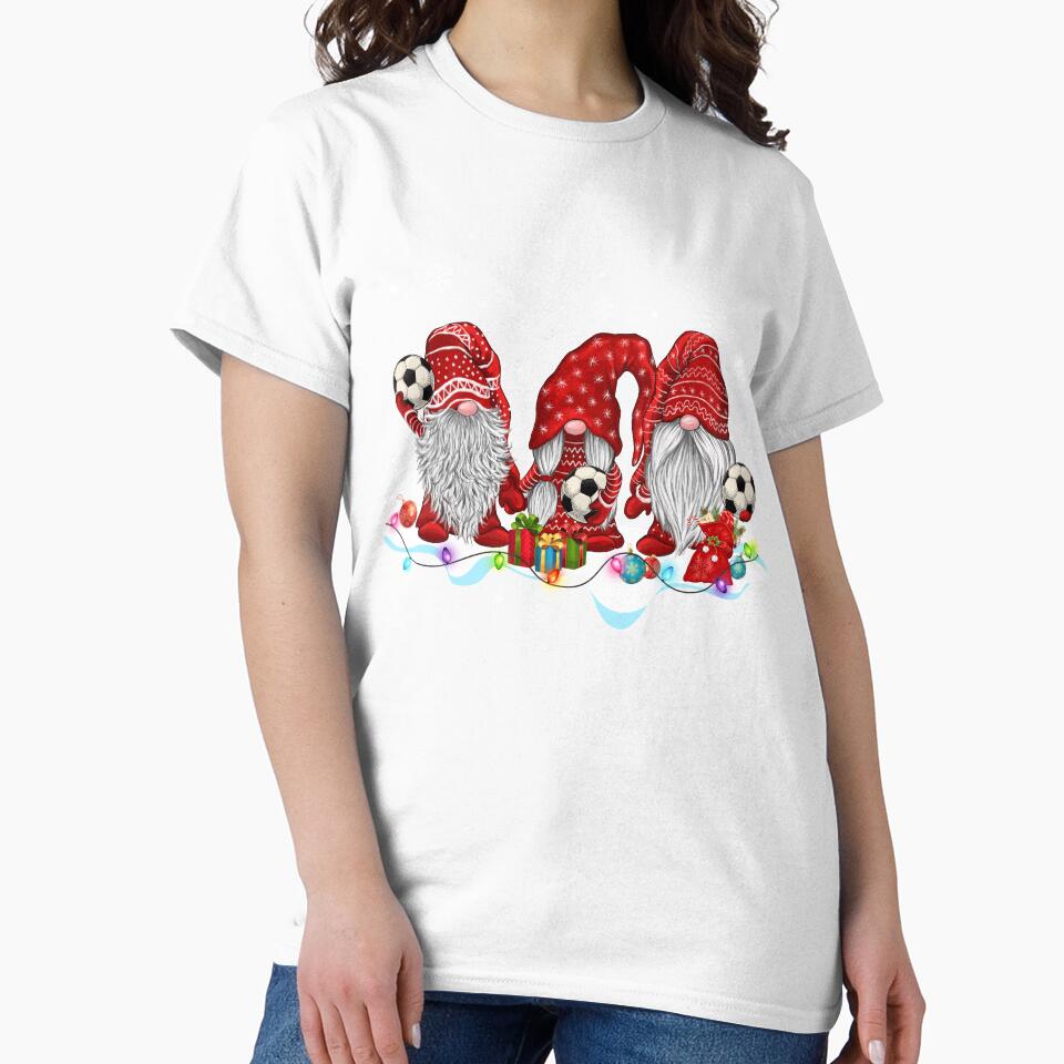 Funny Xmas Santa Red Gnomes Soccer Team Shirt Gnome Christmas Sports Lovers T Shirt by tuanitus