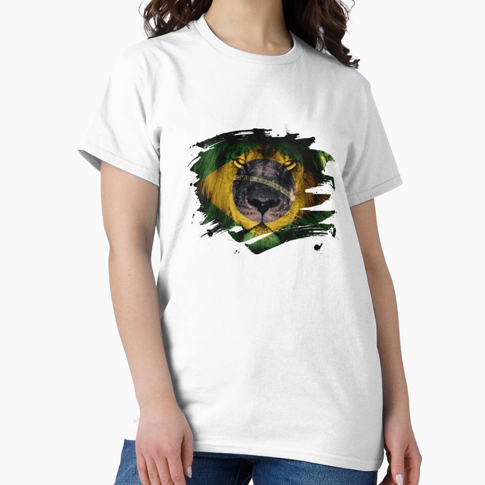 Brazil Flag & African Lion Picture by ockshirts