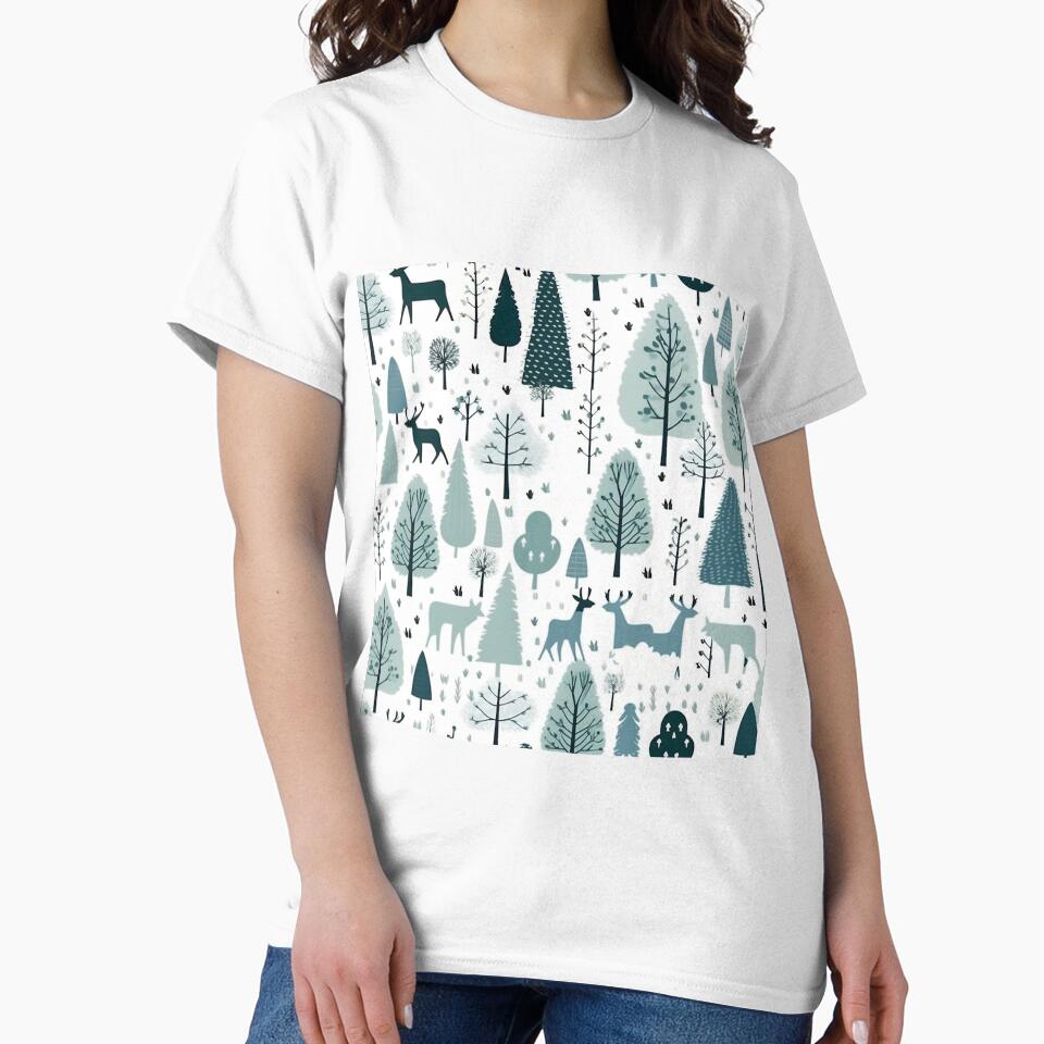 Forest Deers Green White Pattern by Aelbrn