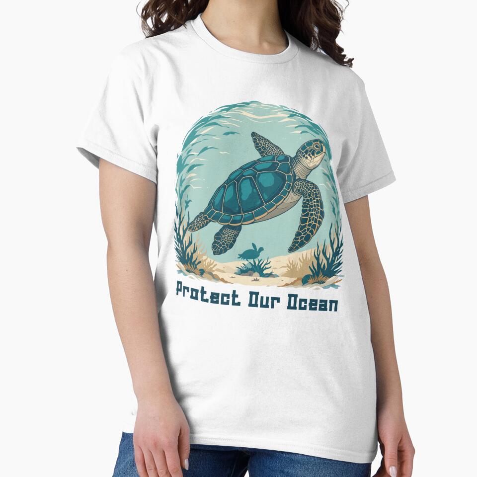 Protect Our Ocean - Sea Turtle Illustration by EnigmaVoid