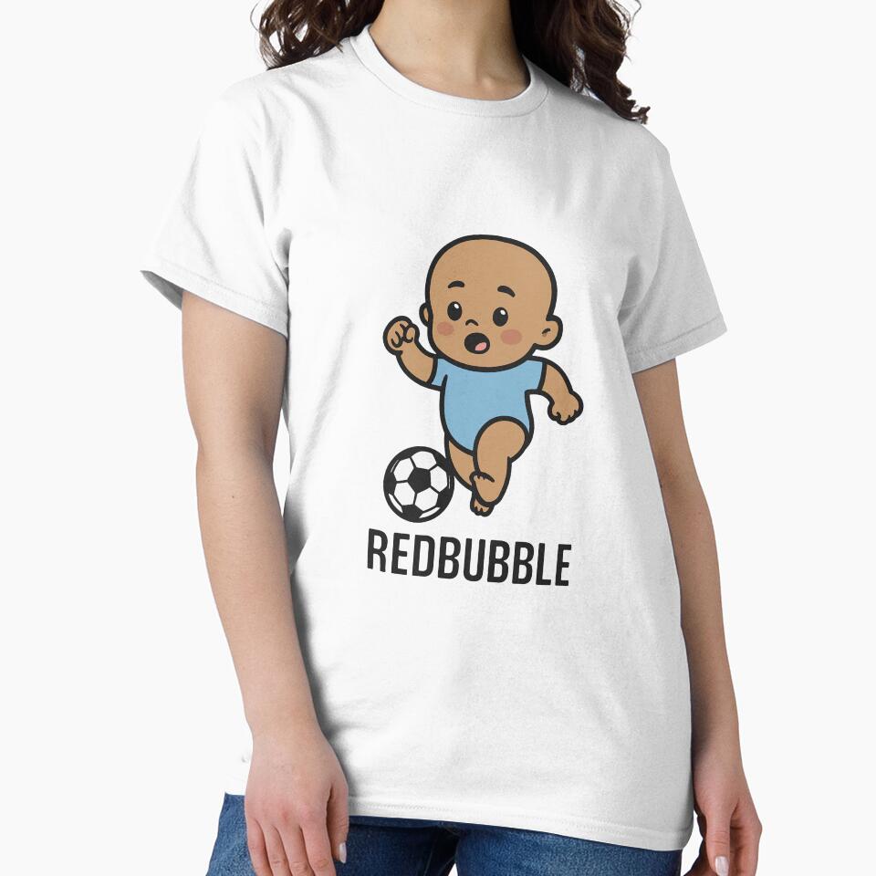 Happy Baby Kicking Soccer Ball – Cute Cartoon Design by luckyyouth