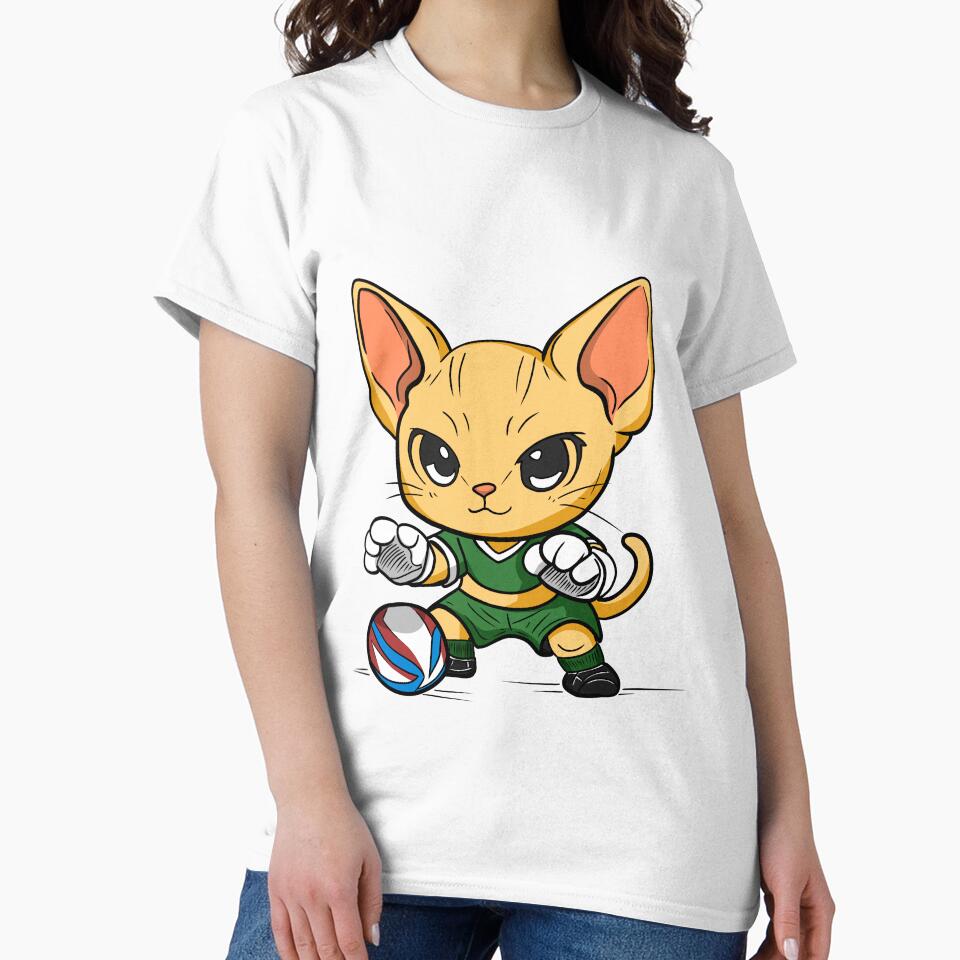 Cute Cat Playing Football Cartoon by Phyllya Design