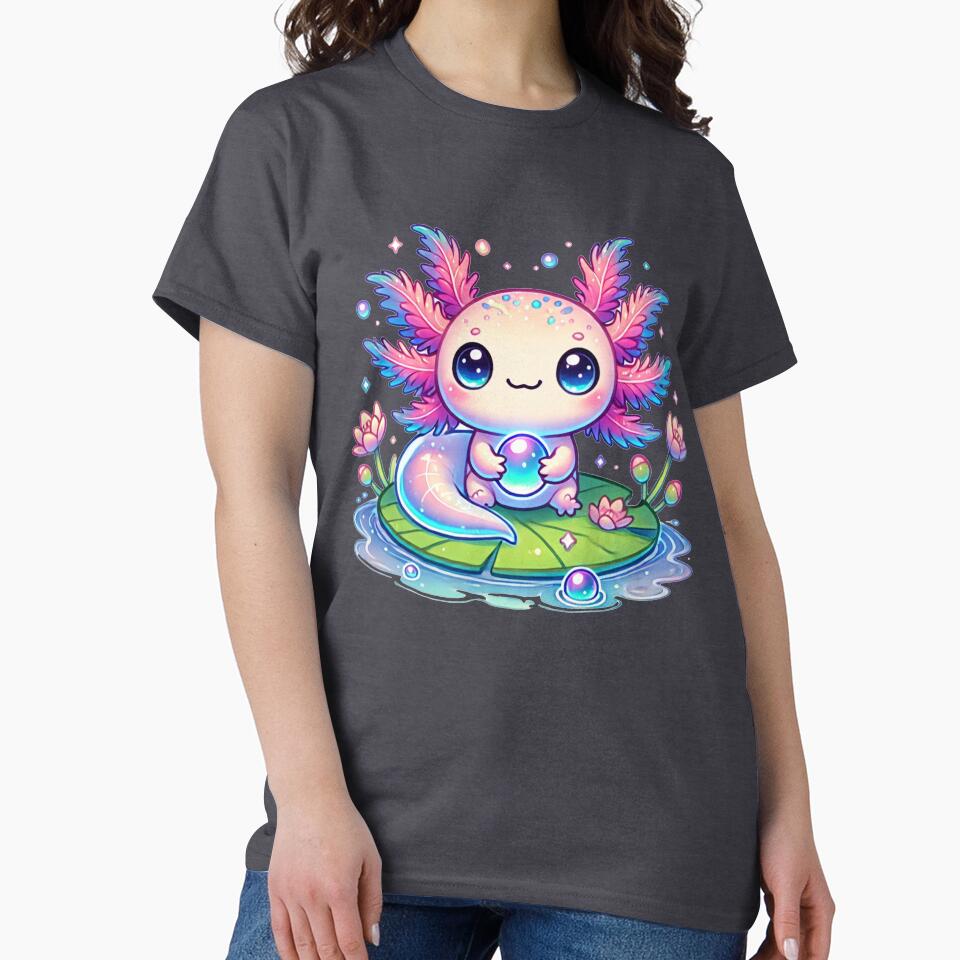 cute axolotl holding a bubble by JonelleTshirts