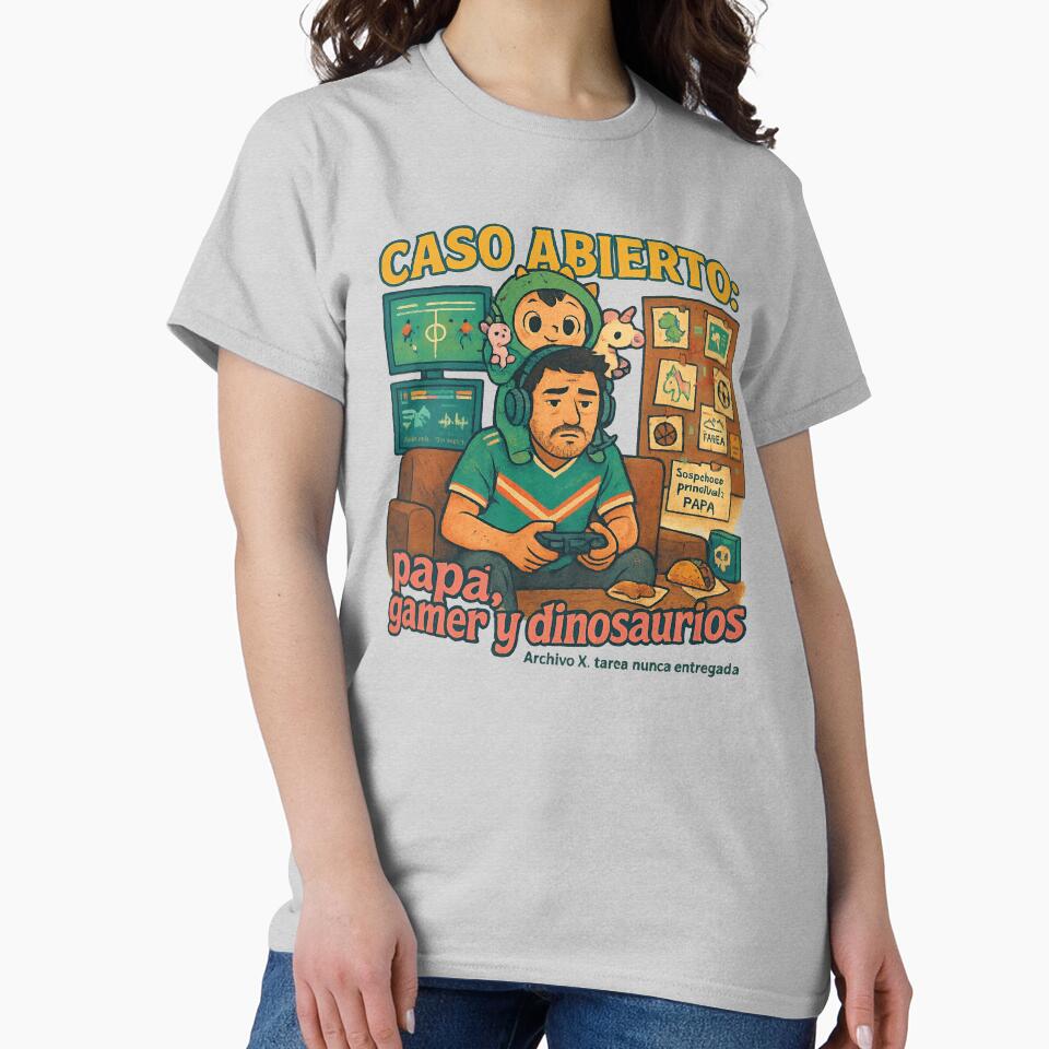 Caso Abierto: Papá Gamer y Dinosaurios Dad Gamer by POD DYNASTY | Original Print On Demand T-Shirt Graphics