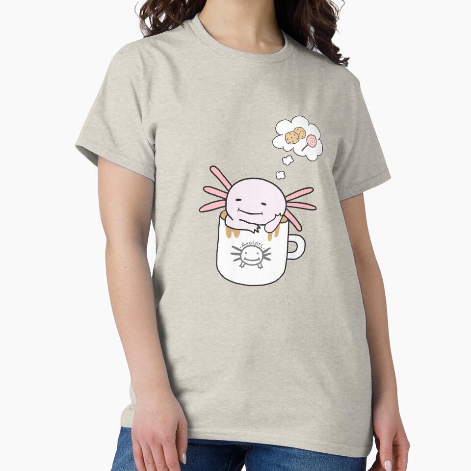 Axolotl in a Coffee Mug Cute Meme Funny Food Kawaii Art by Marinaaa010