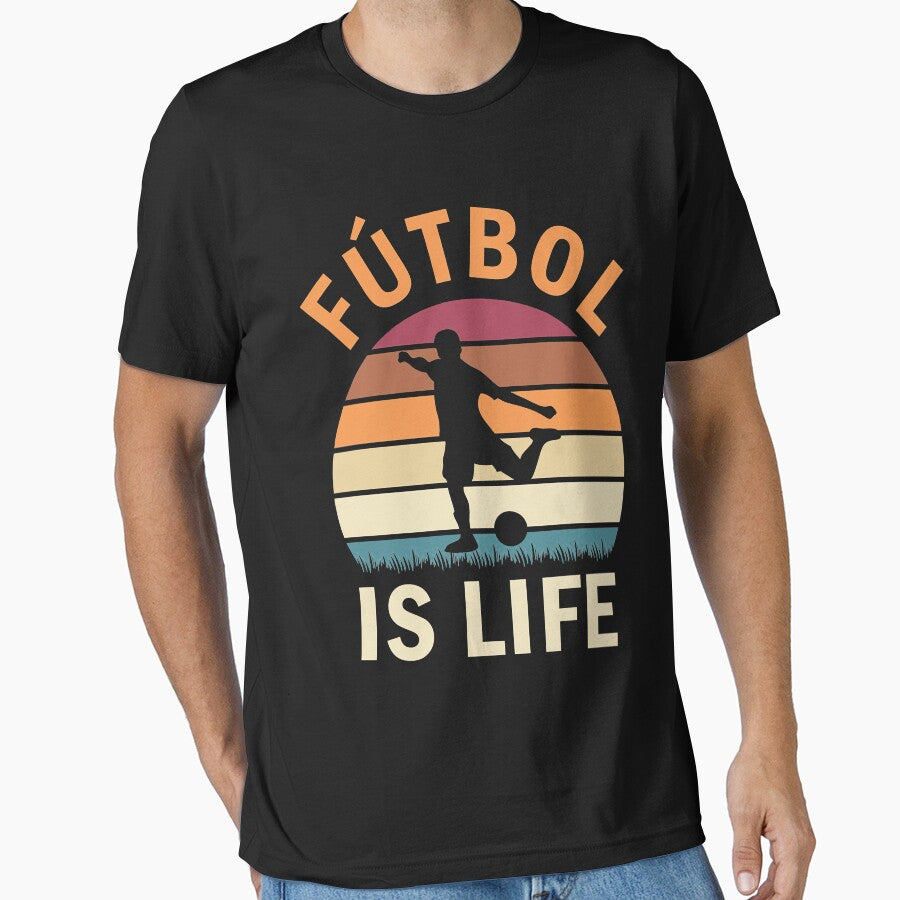 Fútbol Is Life Football and Soccer Lover Vintage Retro Sunset Essential by DustanCaviness