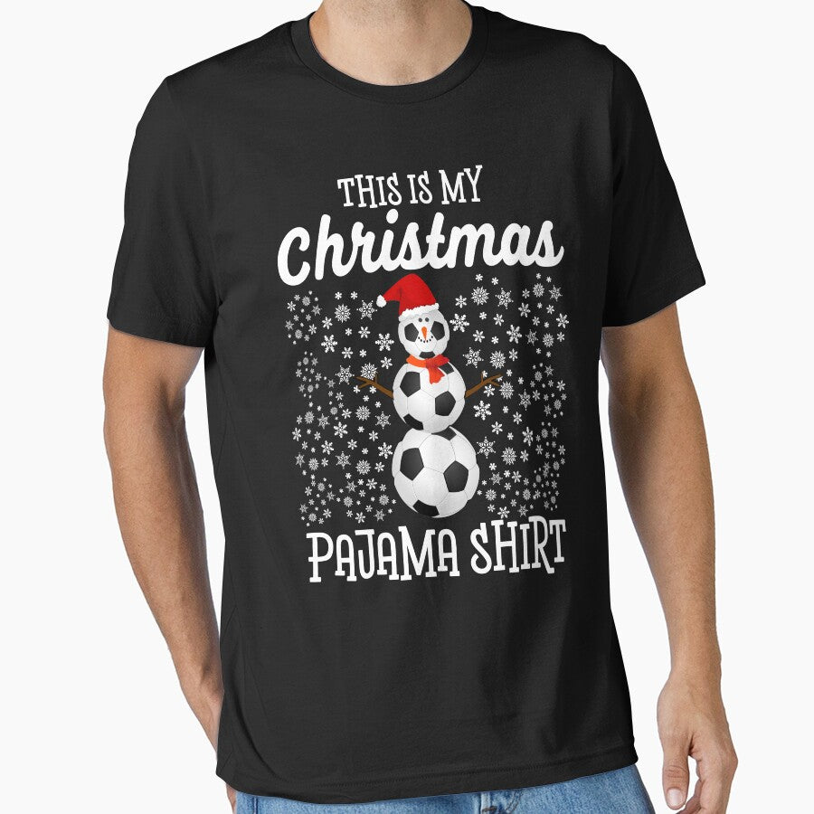 This Is My Christmas Pajama Shirt Funny Soccer Snowman by cimibaka25