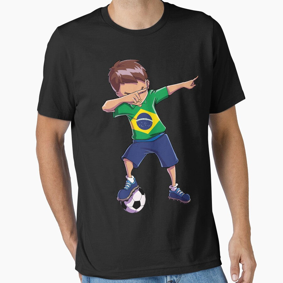 Dabbing Soccer T shirt for Boys Brazil Brazilian Football by LiqueGifts