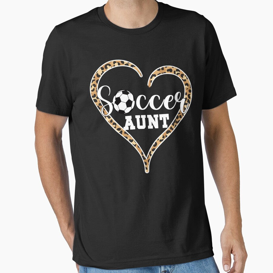 Leopard Heart Soccer Aunt T-Shirt by LarryMBrown
