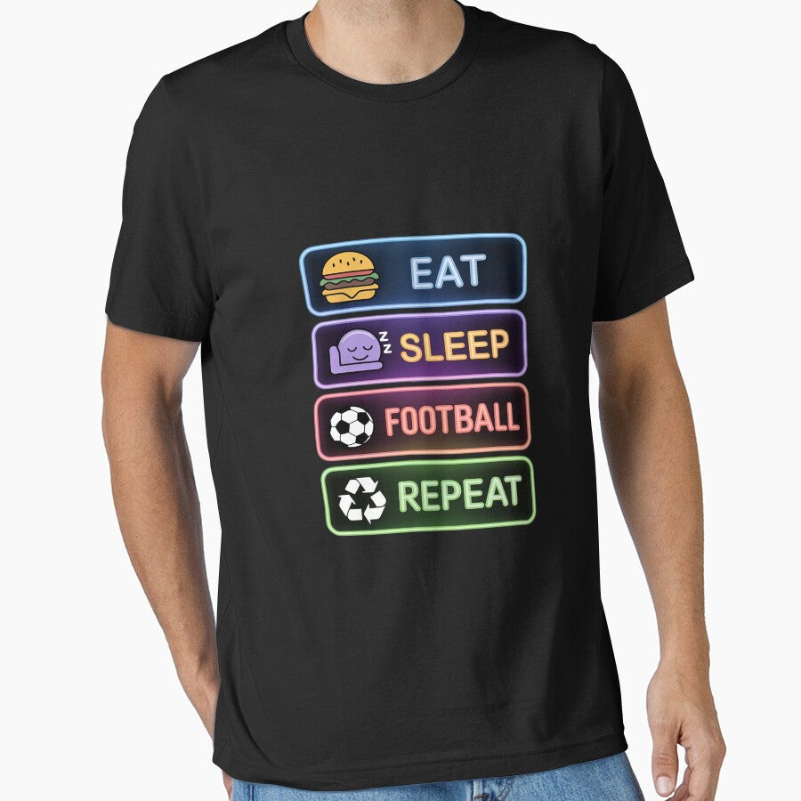 Eat Sleep Football Repeat Funny Soccer Players and Coaches by TAYLOROUSDALE