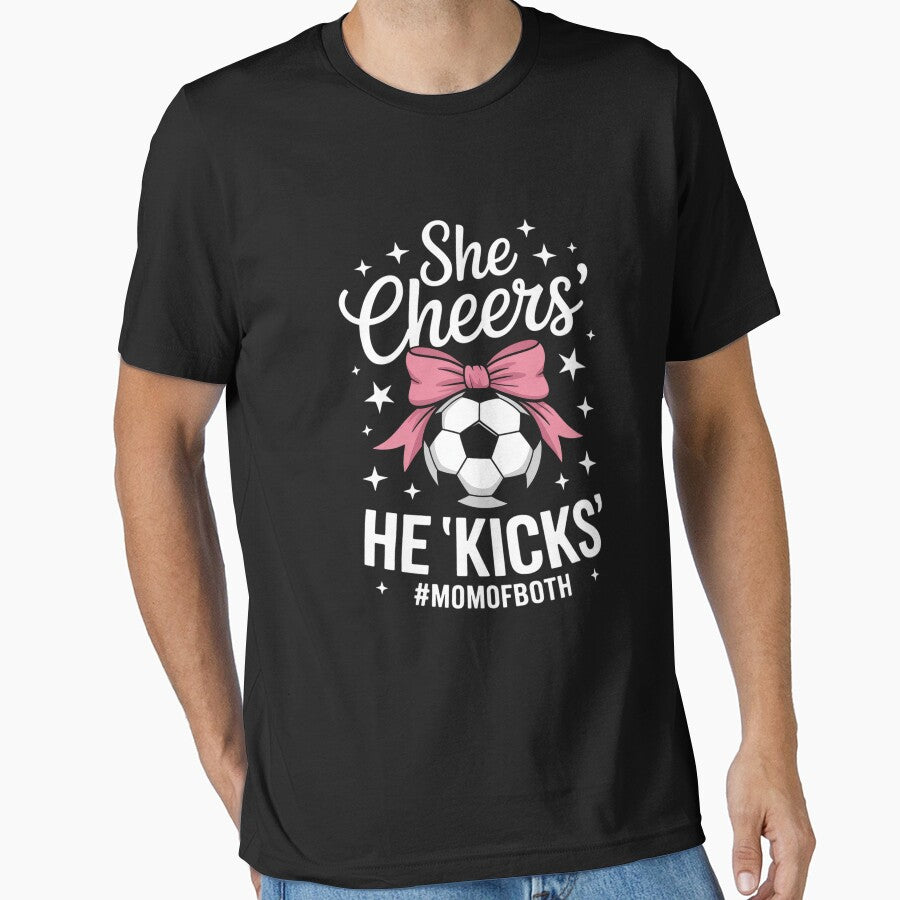 She Cheers He Kicks Mom Of Both Cheer And Soccer Mom 3 by lilLilaBatArt