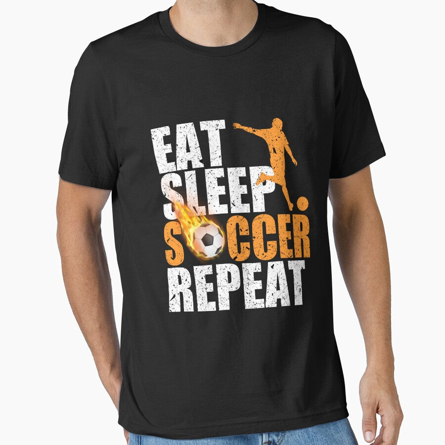 Cool Eat Sleep Soccer Repeat Soccer Flame Gift Player Boys Men Soccer Lover Costume by sheamgjirij
