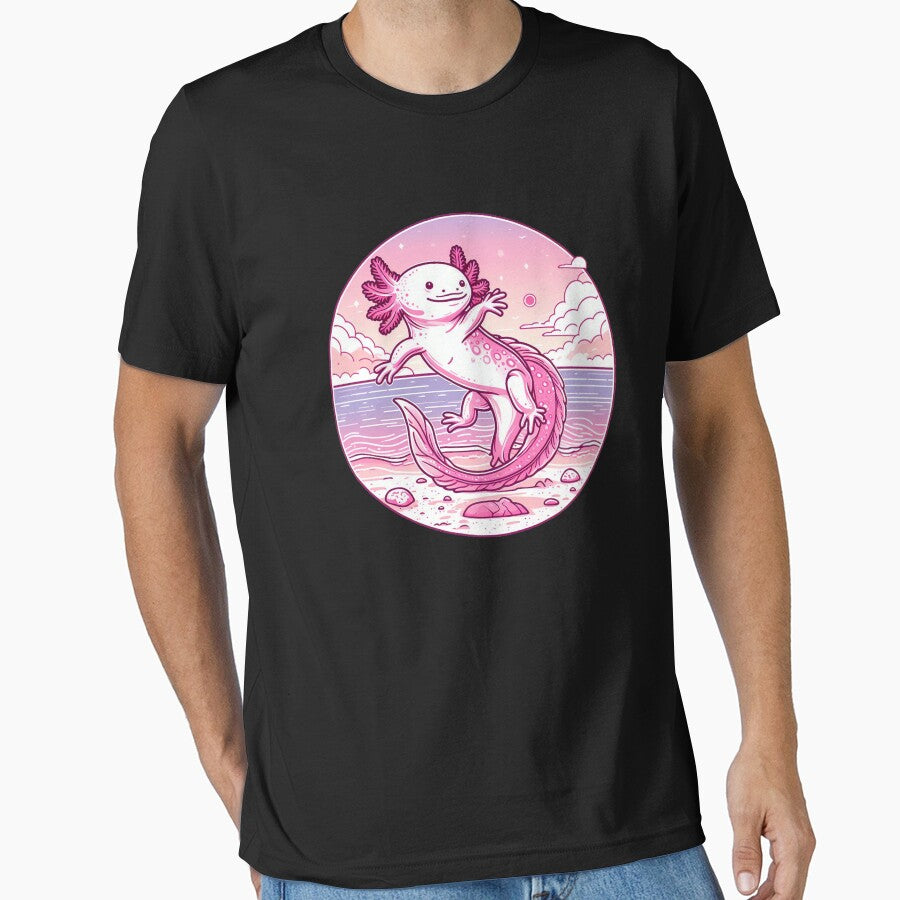 Funny Axolotl on the beach Axolotl Art by Mr Pyuku