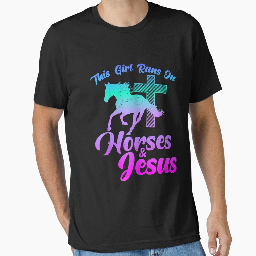 Horse Riding THIS GIRL RUNS ON HORSES & JESUS Christian Gift by doria7fjly