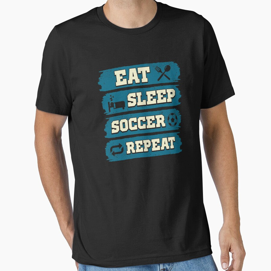 Eat sleep soccer repeat - soccer lover by Captain Mood