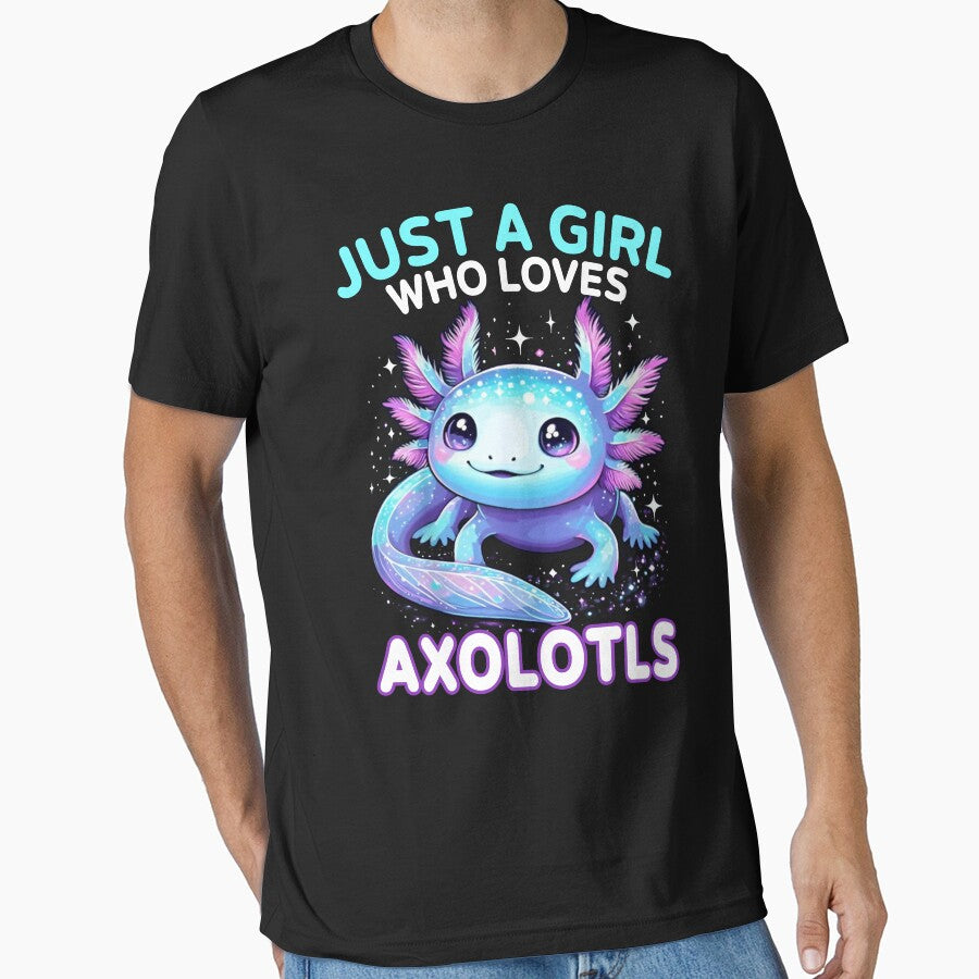 Galaxy Blue Axolotl Girl T-Shirt by LarryMBrown