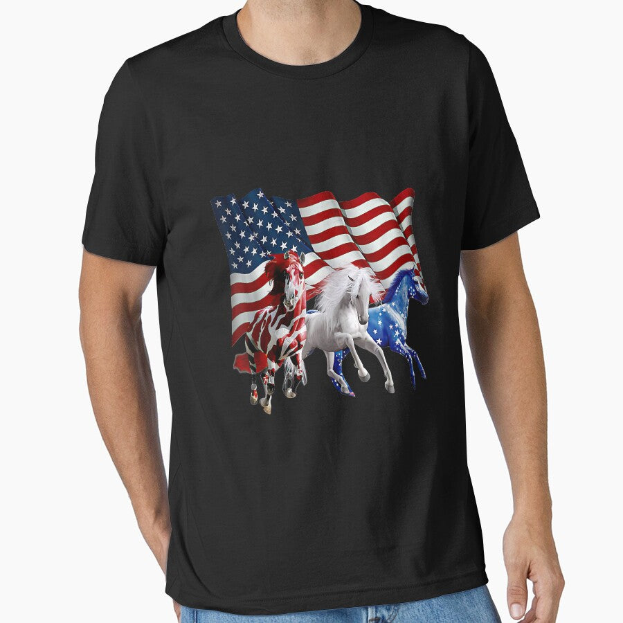 Patriotic US Flag 4th Of July Horse Lovers by doria7fjly