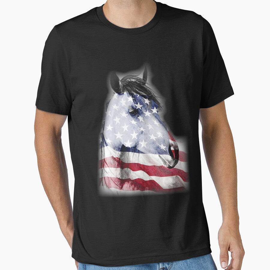 Patriotic Horse Head Horse Lover Independence Day Pet Animal Lover by EmilyPippin