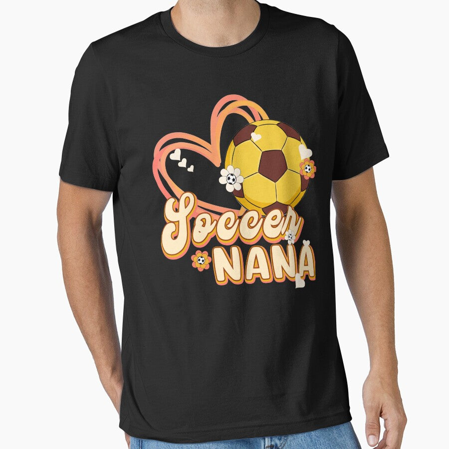 Retro Floral Soccer Nana Graphic Tee by LarryMBrown