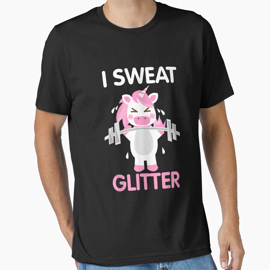 I Sweat Glitter Shirt  Cute Working Out Horse Tee Gift by doria7fjly