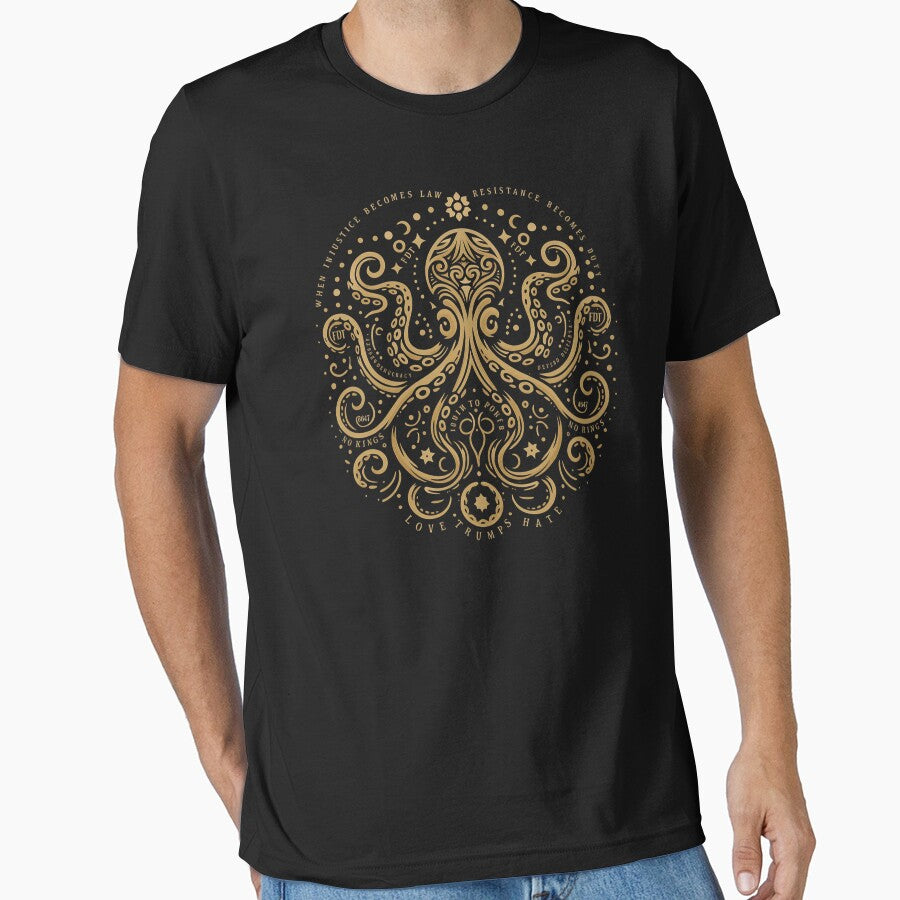 Subtle FDT, Octopus Art, Anti Fascist, Quiet Activism Mandala, 8647 Trump Fascism Feminist Leftist Ocean Lover by toongstudio