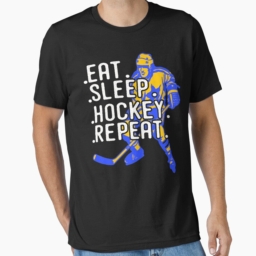 Vintage Eat Sleep Hockey Repeat by romboshirt