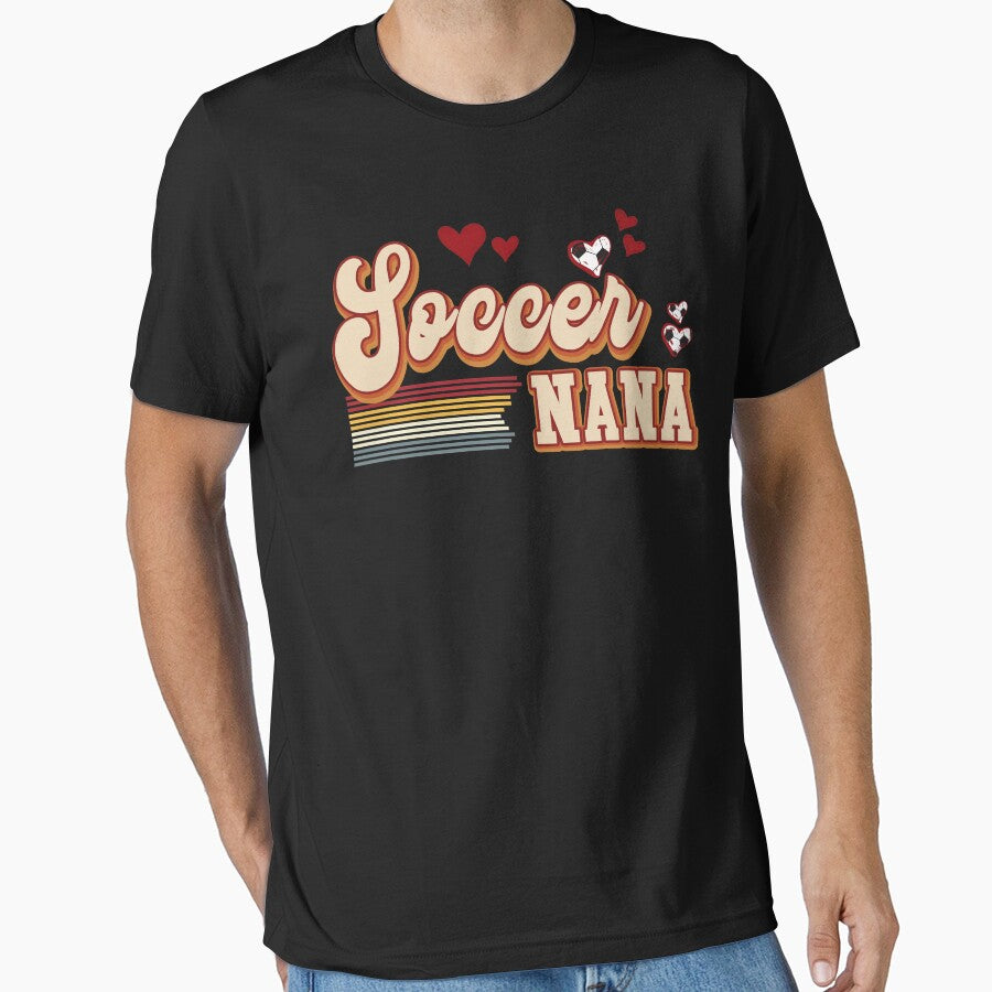 Vintage Soccer Nana Retro Hearts Tee by LarryMBrown