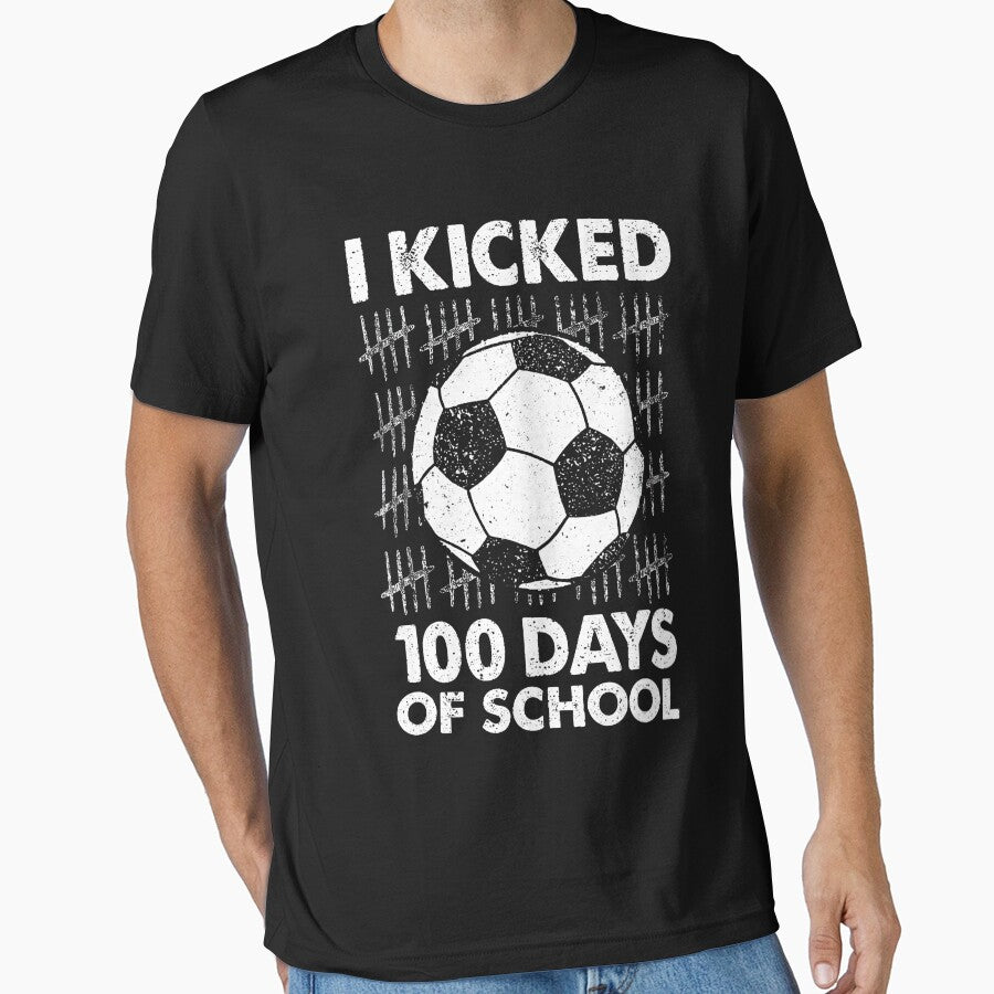 I Kicked 100 Days of School Soccer 100th Day Sport Kids Boys by KristineLi